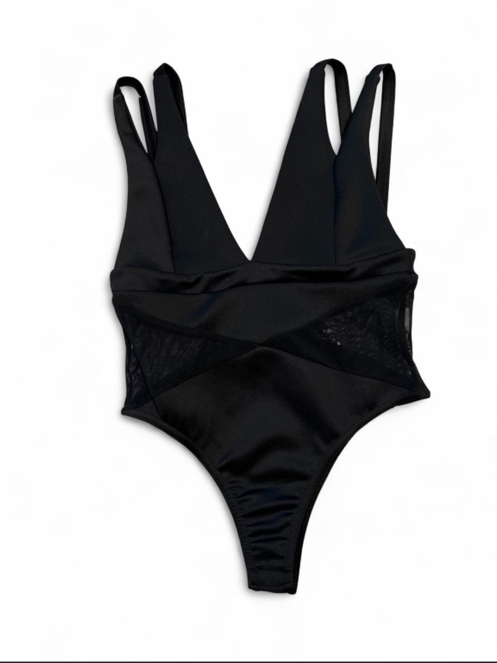 Mesh detail bodysuit with double strap sleeves